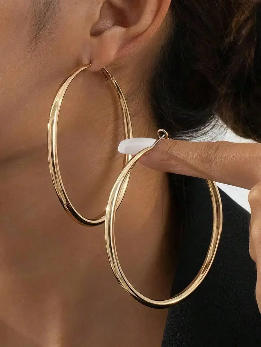 Vintage Fashionable Spray-Painted Red Circle Earrings, Versatile Jewelry Design Gift For Women