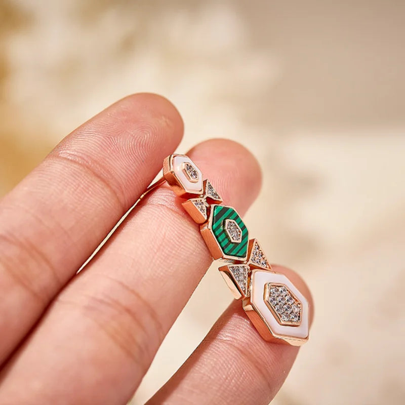 Designer Collection Style Long Stud Earrings Women Lady Inlay Cubic Zircon Mother Of Pearl Malachite Tassels Eardrop